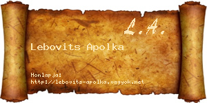 Lebovits Apolka névjegykártya